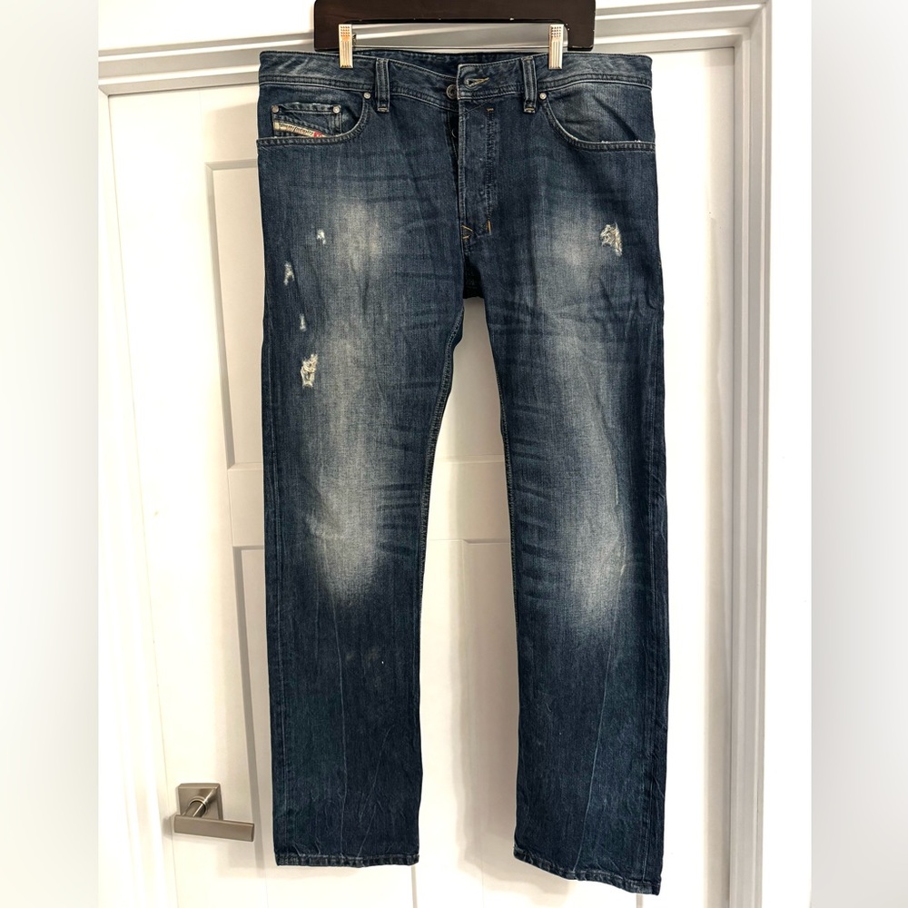 Diesel Safado Men’s Jeans 36 x 32 Regular Slim Straight, ORBE4 Wash, Distressed